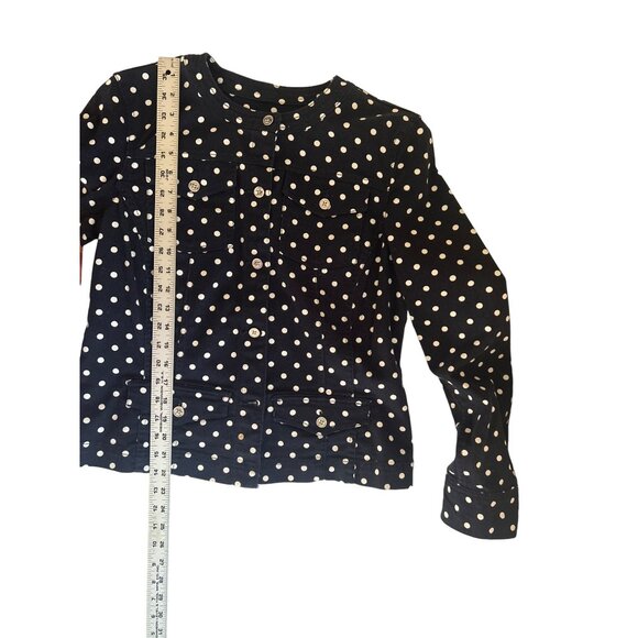 Chaps Women's Polka Dot Jacket Size M Navy & White Button-Front - Picture 7 of 7